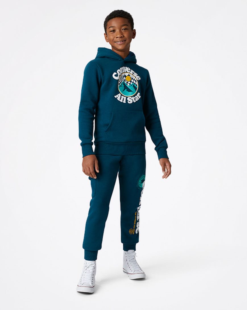 Boys' Converse Into The Wild Fleece Pullover Hoodie Blue | AU CE943Z